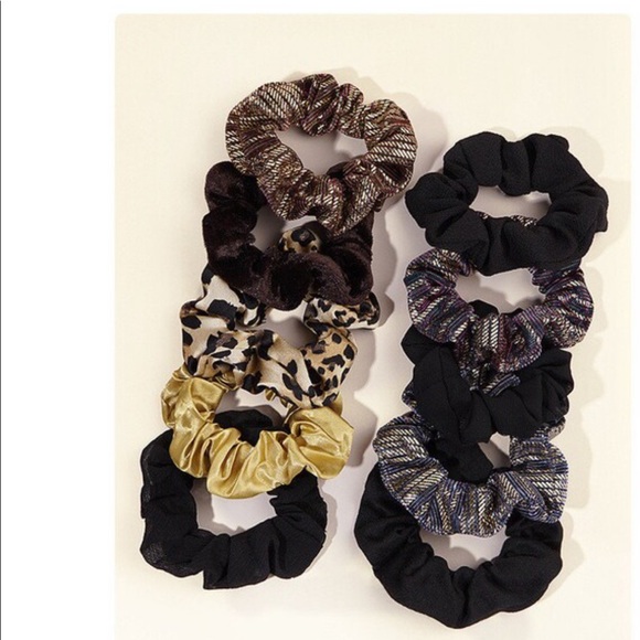 10PC Scrunchie Box Gift Variety Set | Black & Gold Celebration Set - Picture 2 of 2